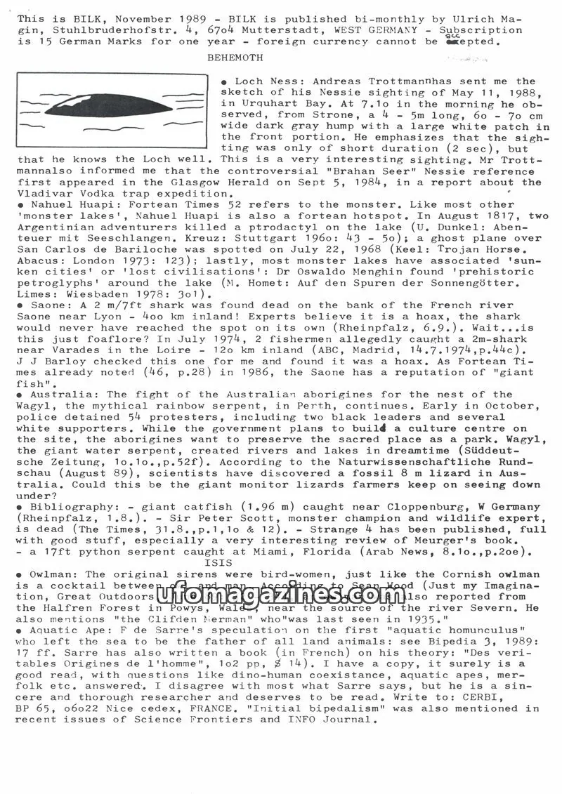 Cover of Bilk (Ulrich Magin) issue November 1989: BILK