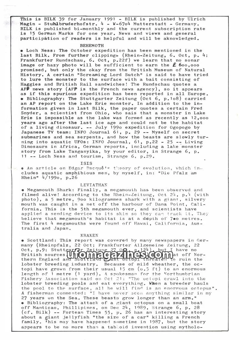 Cover of Bilk (Ulrich Magin) issue 39: BILK