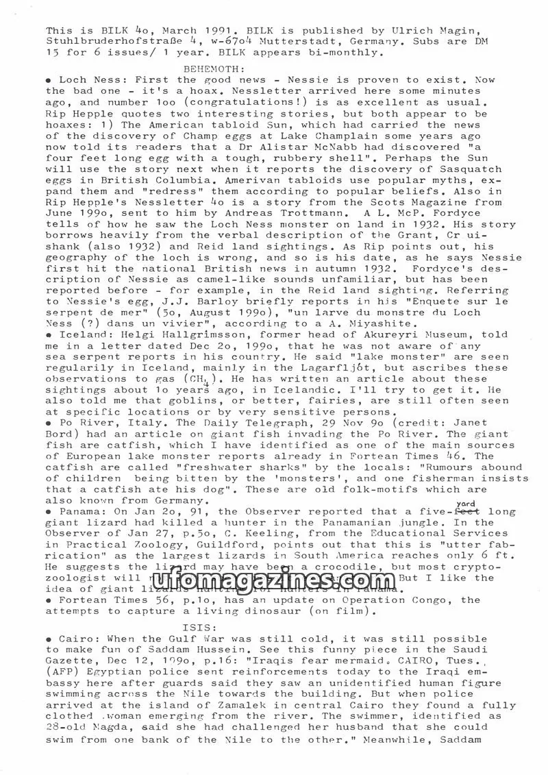 Cover of Bilk (Ulrich Magin) issue 40: BILK