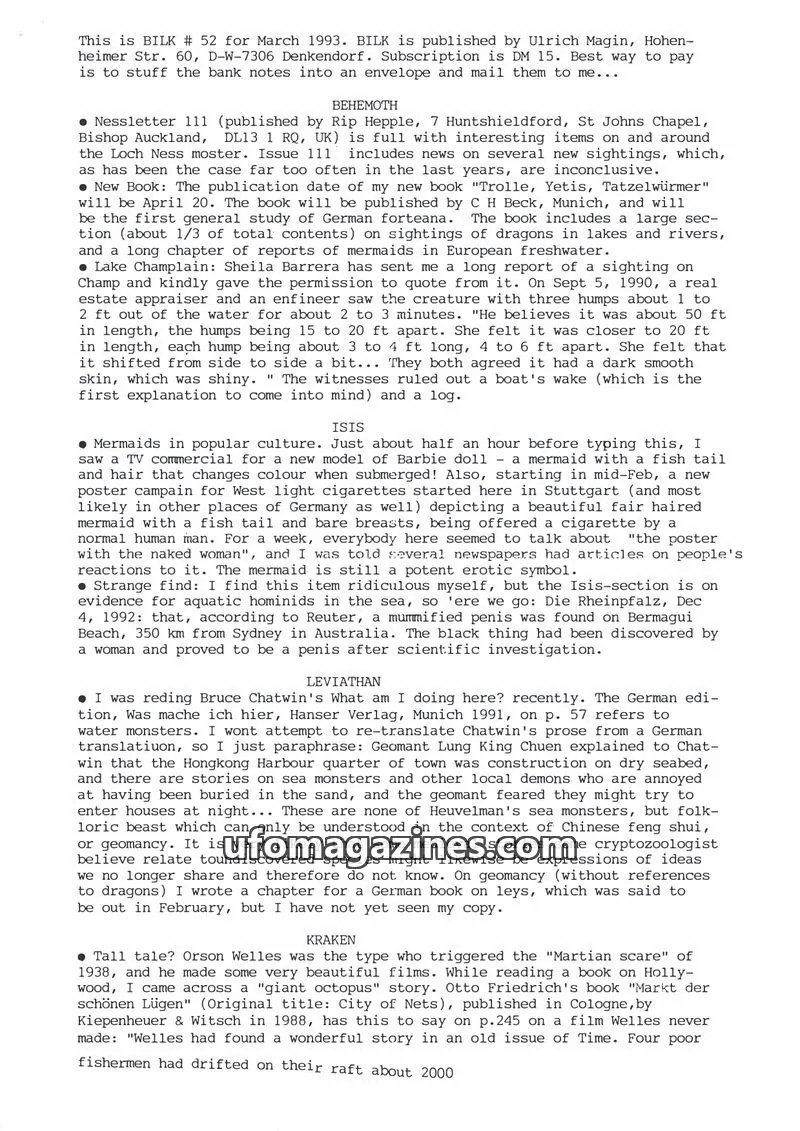 Cover of Bilk (Ulrich Magin) issue 52: BILK