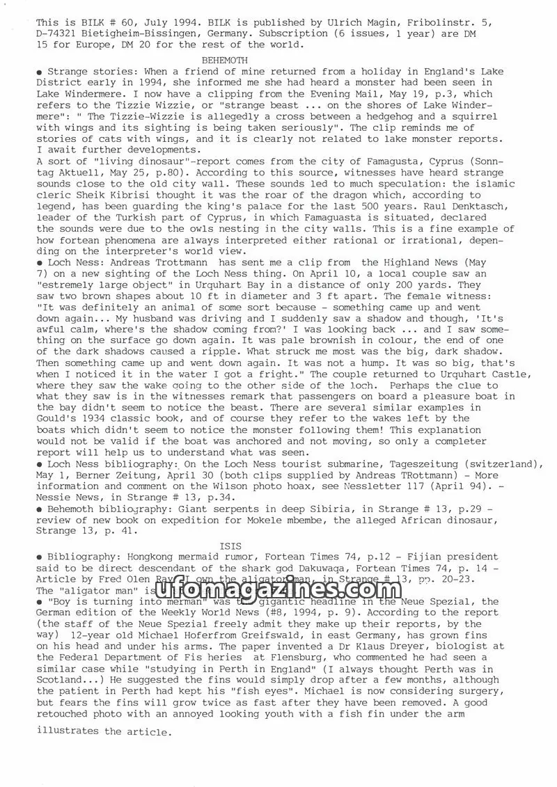 Cover of Bilk (Ulrich Magin) issue # 60: BILK