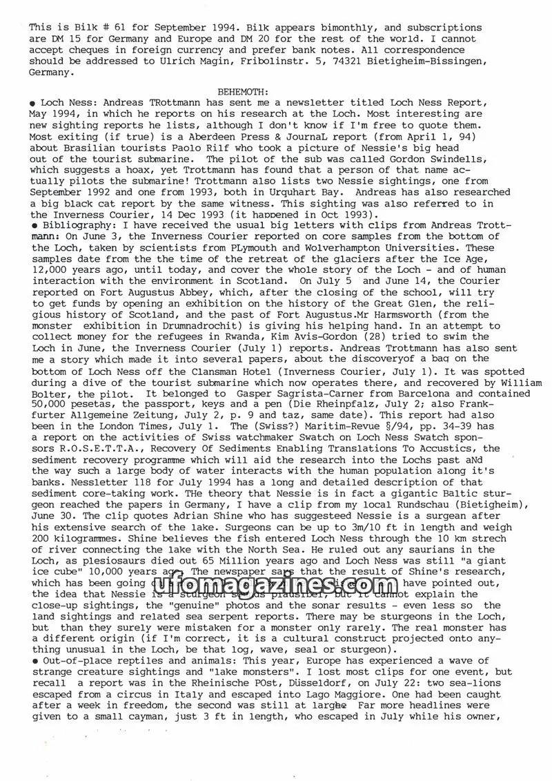 Cover of Bilk (Ulrich Magin) issue 61: Bilk