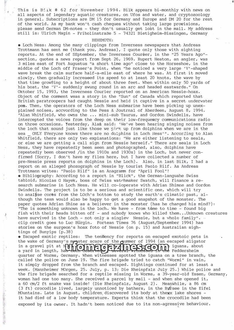 Cover of Bilk (Ulrich Magin) issue 62: Birk