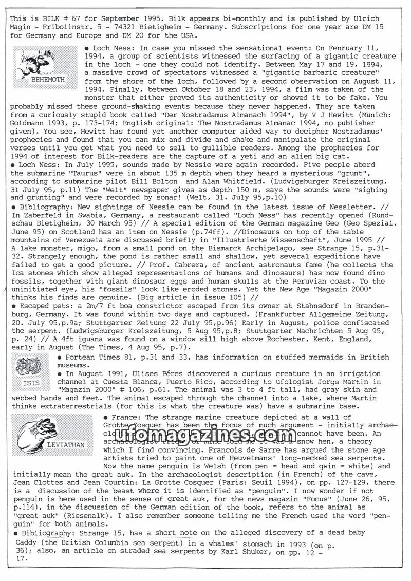 Cover of Bilk (Ulrich Magin) issue # 67: Bilk