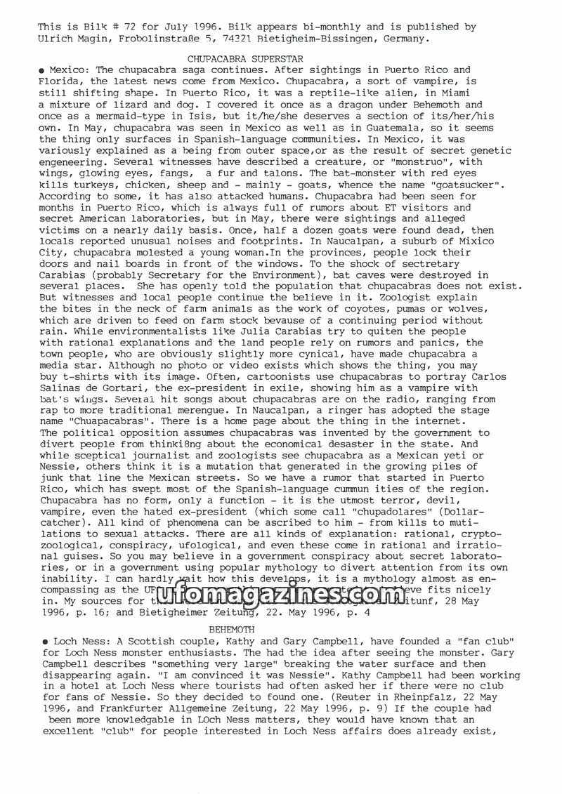 Cover of Bilk (Ulrich Magin) issue 72: Bilk