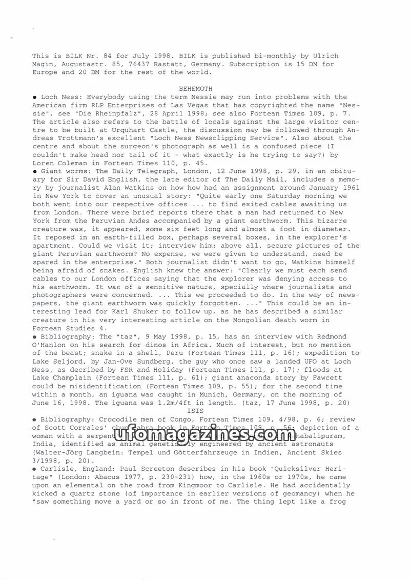Cover of Bilk (Ulrich Magin) issue 84: BILK