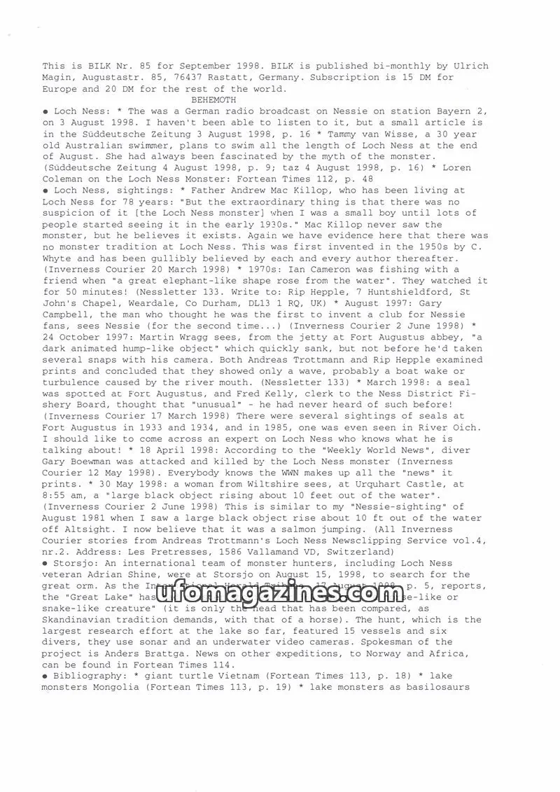 Cover of Bilk (Ulrich Magin) issue 85: BILK