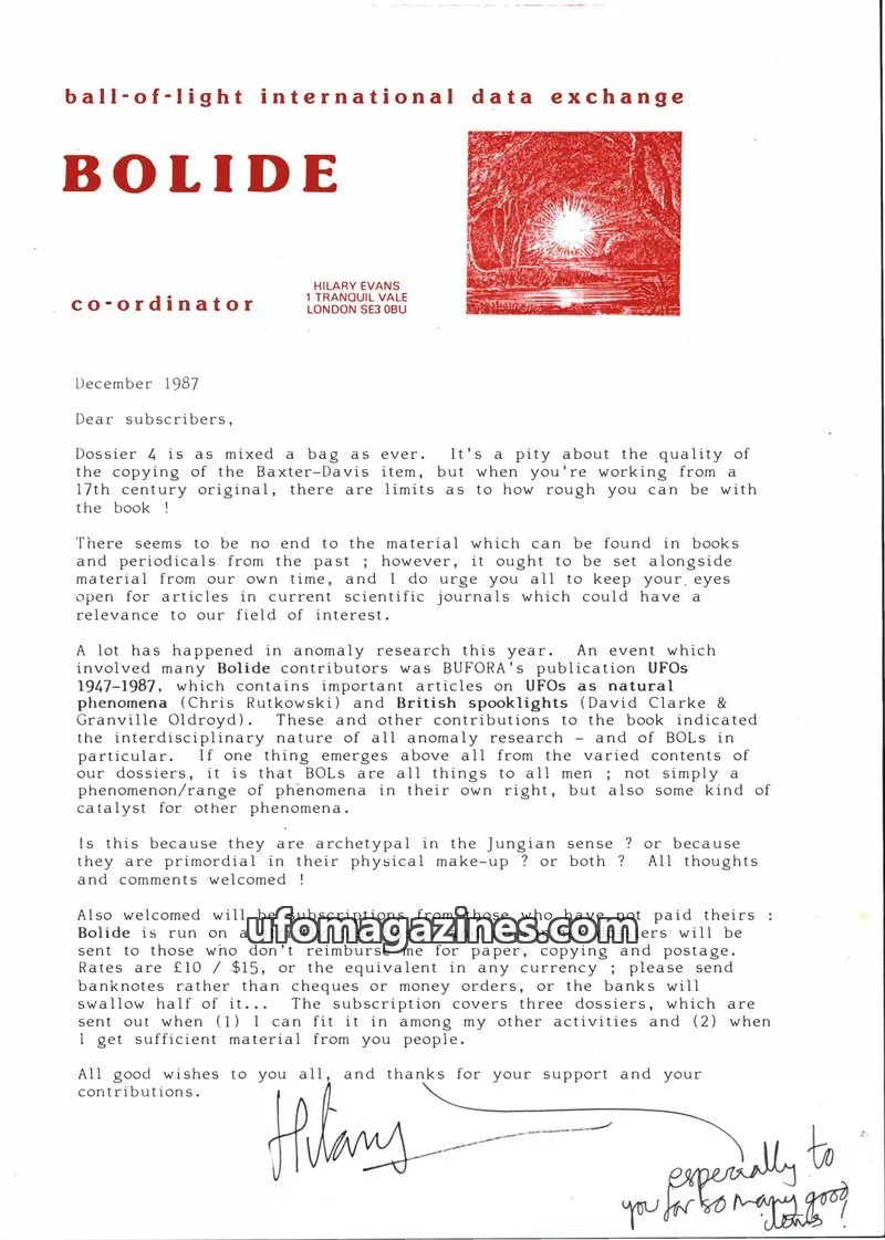 Cover of Bolide (Hilary Evans) issue Dossier 4: BOLIDE