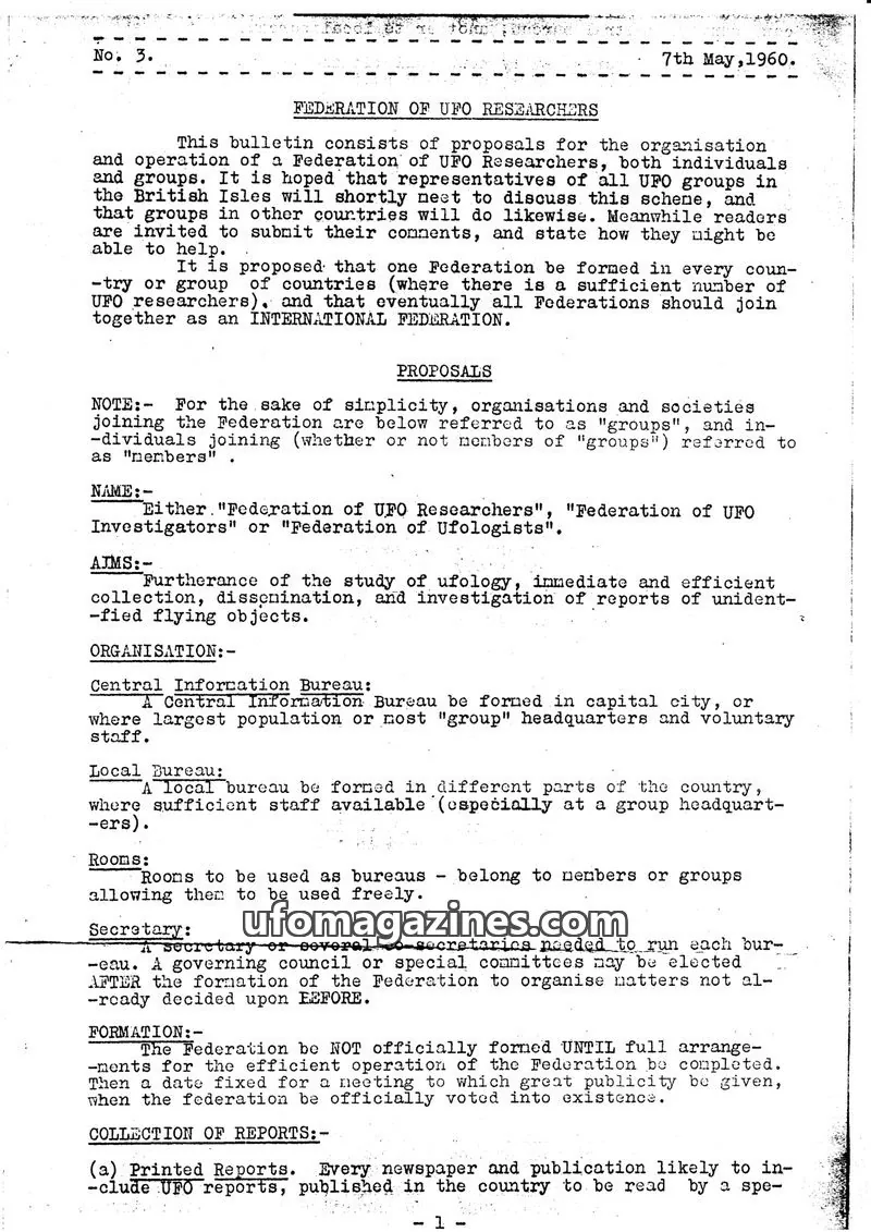 Cover of BUFORA - 1959-1963 LUFORO BULLETIN Vols.1 to 4 issue No. 3.: FEDERATION OF UFO RESEARCHERS