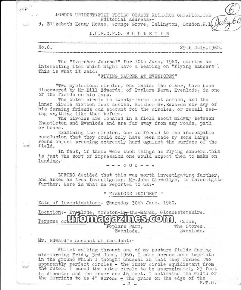 Cover of BUFORA - 1959-1963 LUFORO BULLETIN Vols.1 to 4 issue No.6: L.U.F.O.R.O. BULLETIN