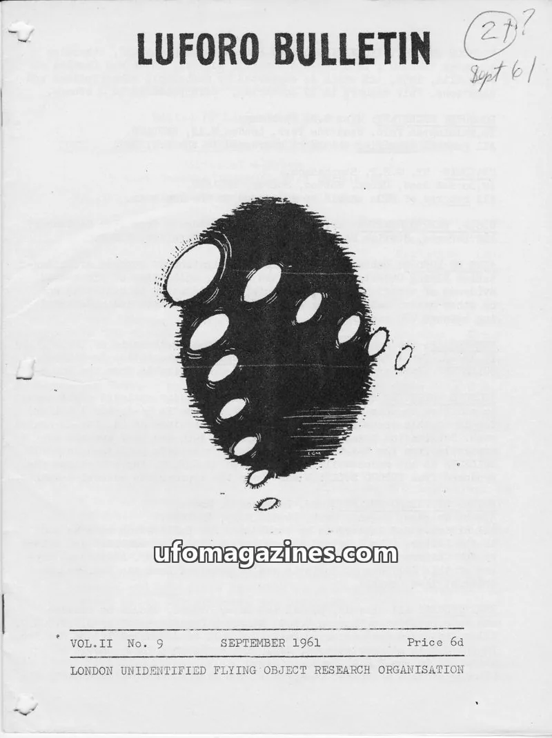Cover of BUFORA - 1959-1963 LUFORO BULLETIN Vols.1 to 4 issue 9: LUFORO BULLETIN