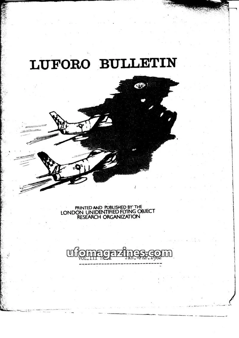 Cover of LONDON UNIDENTIFIED FLYING OBJECT RESEARCH ORGANIZATION issue No.1: LUFORO BULLETIN