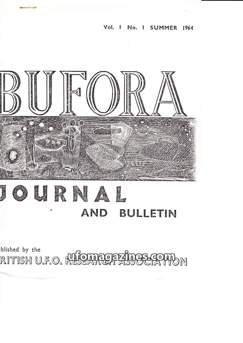 Cover of British Unidentified Flying Object Research Association issue 1: BUFORA JOURNAL AND BULLETIN
