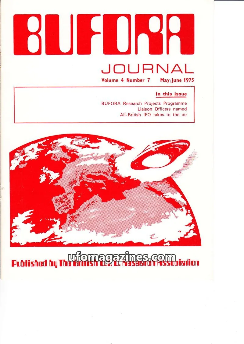 Cover of The British U.F.O. Research Association issue Volume 4 Number 7: BUFORA JOURNAL