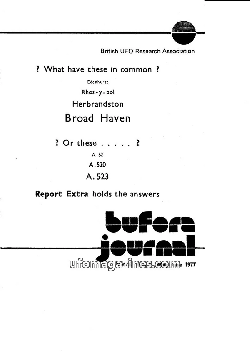 Cover of British UFO Research Association issue 1: BUFORA JOURNAL