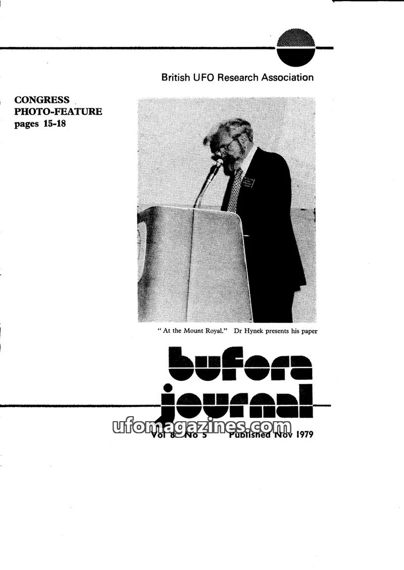 Cover of British UFO Research Association issue Vol 8 No 5: BUFORA JOURNAL