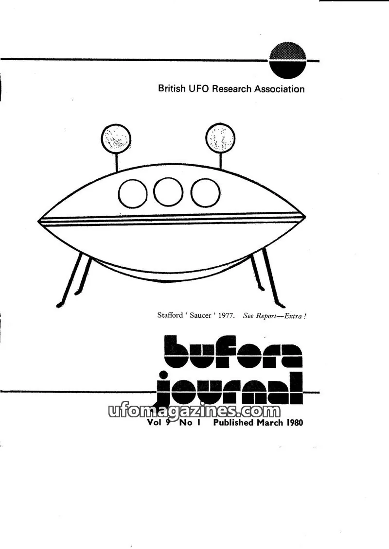 Cover of British UFO Research Association issue Vol 9 No 1: BUFORA JOURNAL
