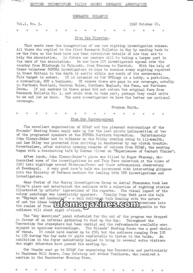 Cover of BRITISH UNIDENTIFIED FLYING OBJECT RESEARCH ASSOCIATION issue No. 3: BRITISH UNIDENTIFIED FLYING OBJECT RESEARCH ASSOCIATION RESEARCH BULLETIN