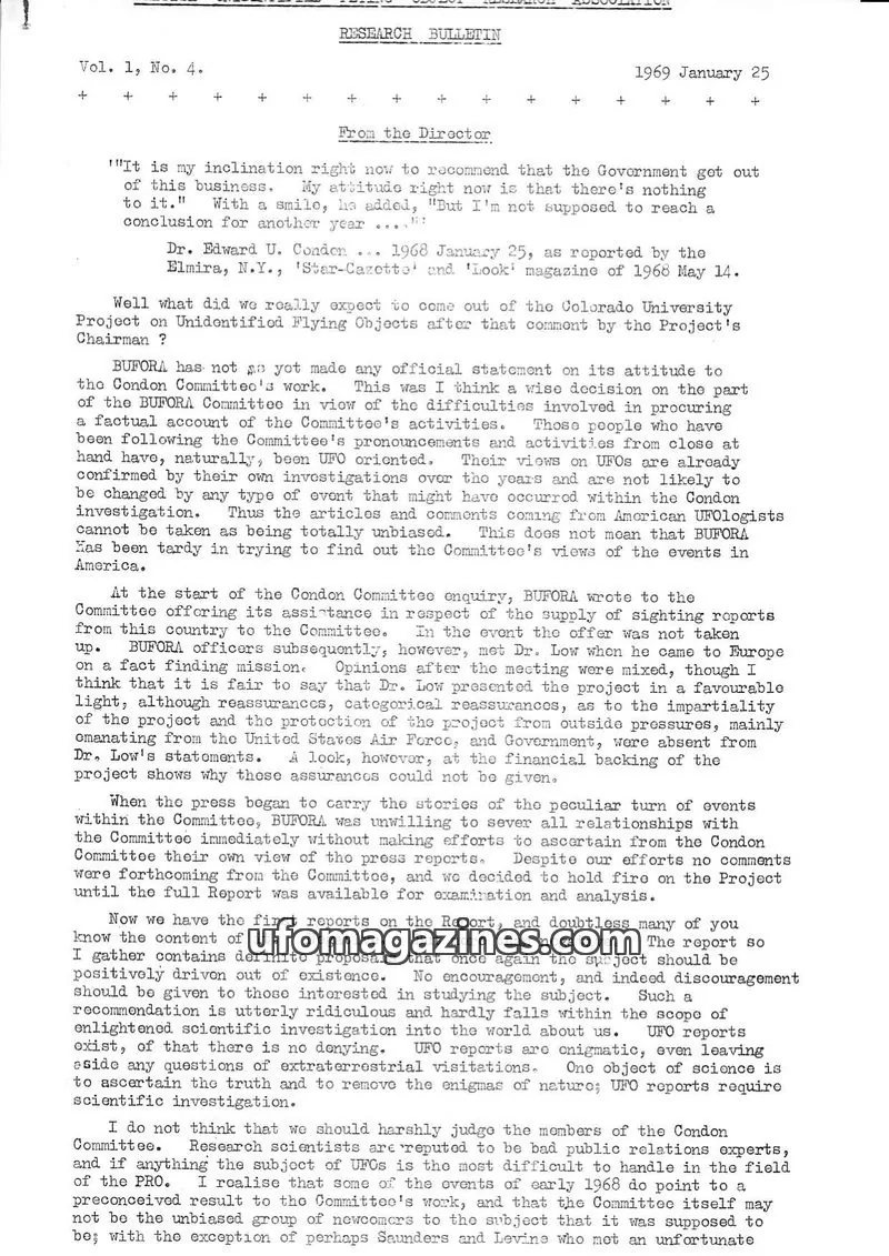 Cover of BUFORA issue Vol. 1, No. 4: RESEARCH BULLETIN