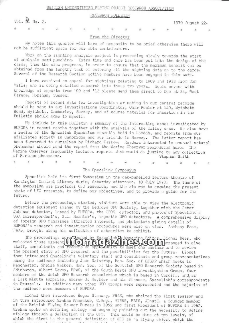 Cover of BRITISH UNIDENTIFIED FLYING OBJECT RESEARCH ASSOCIATION issue Vol. 3 No. 2: BRITISH UNIDENTIFIED FLYING OBJECT RESEARCH ASSOCIATION RESEARCH BULLETIN