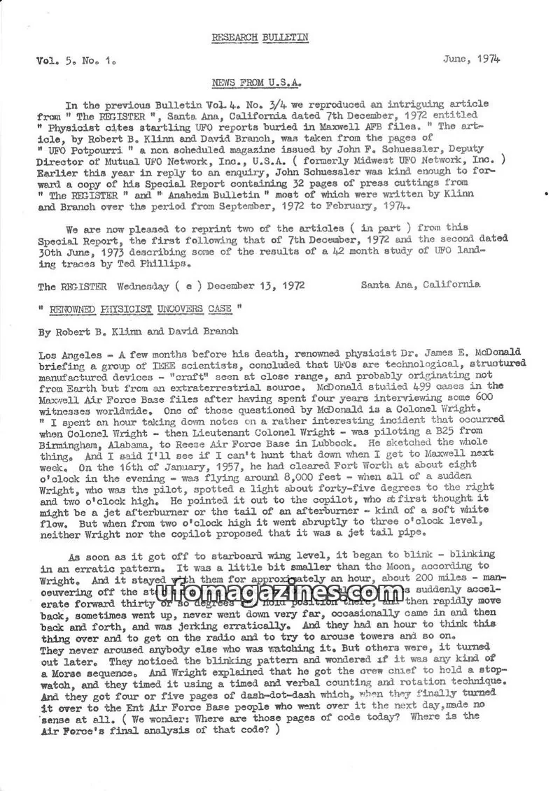 Cover of BUFORA issue Vol. 5. No. 1: RESEARCH BULLETIN