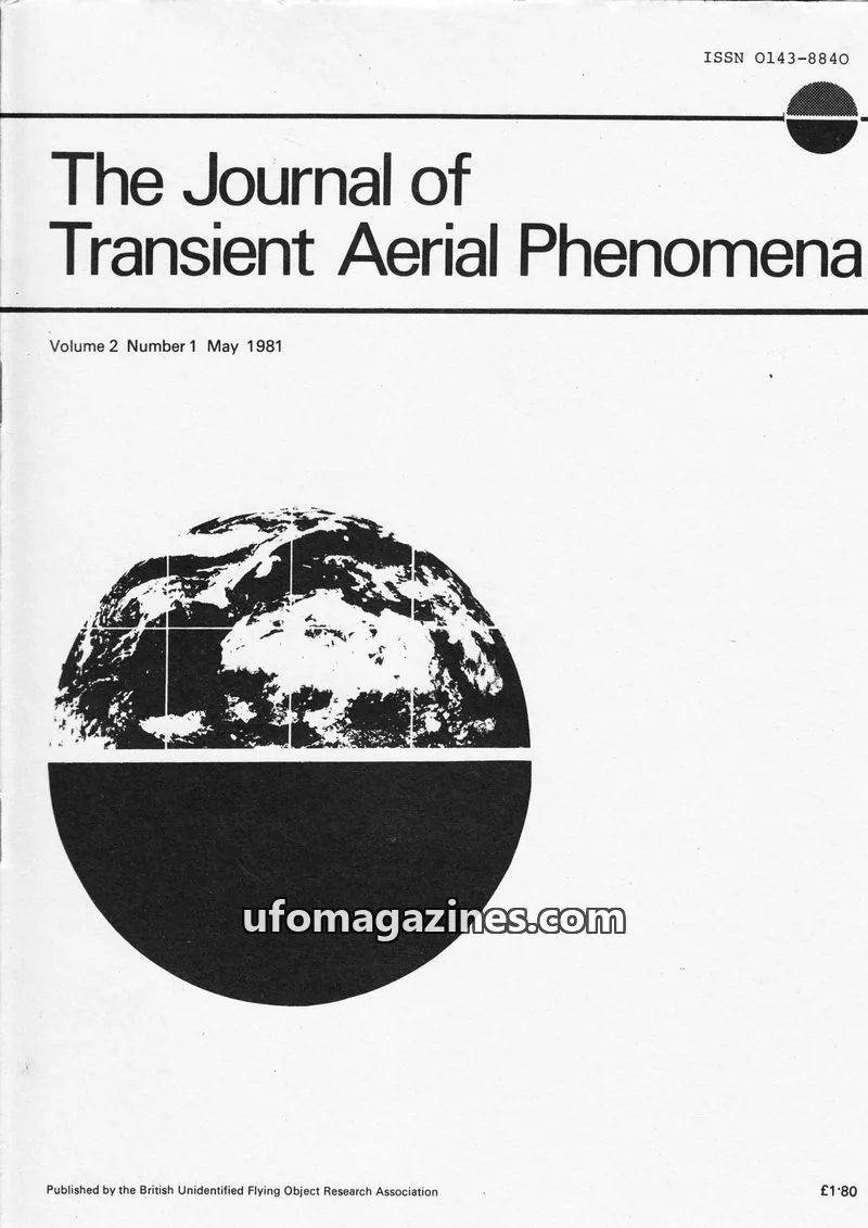 Cover of British Unidentified Flying Object Research Association issue Volume 2 Number 1: The Journal of Transient Aerial Phenomena