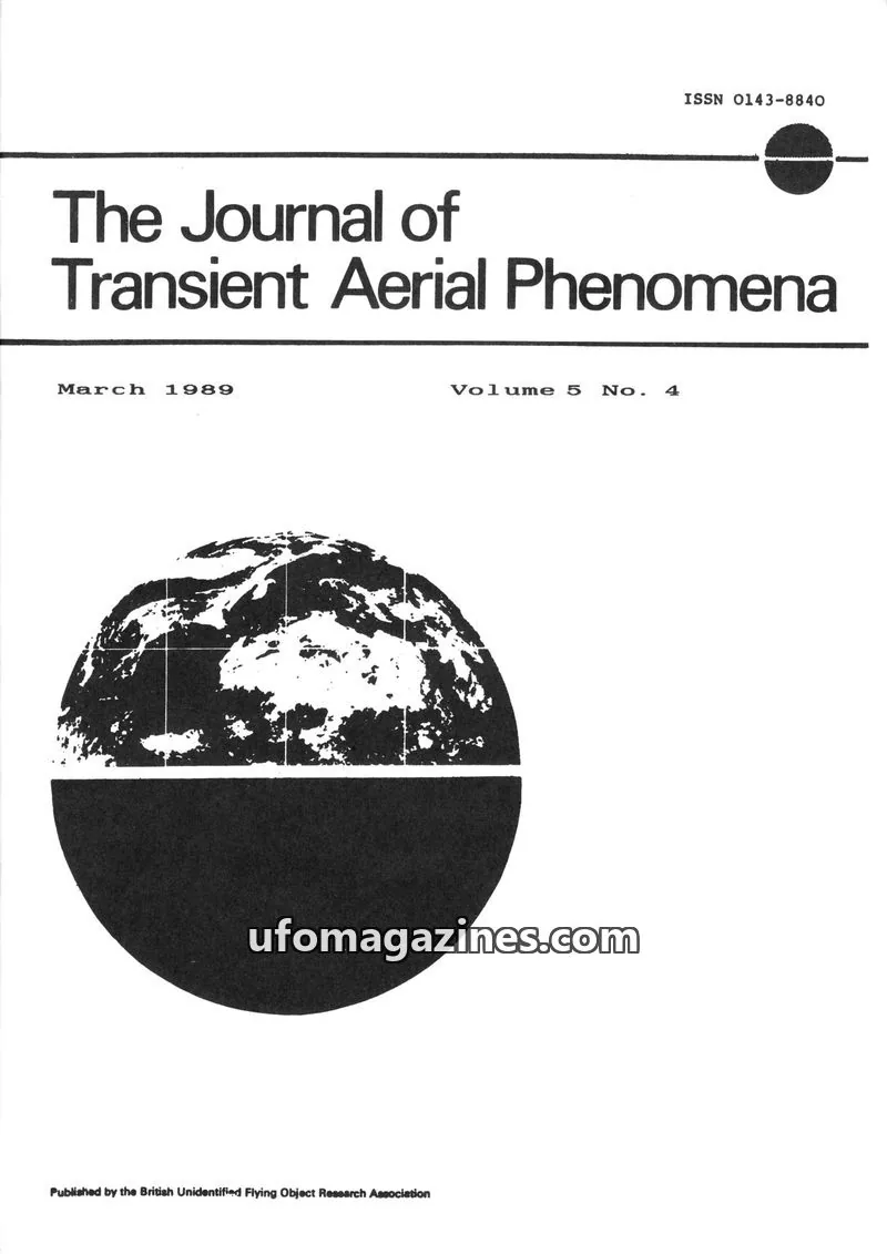 Cover of The British Unidentified Flying Object Research Association (BUFORA Ltd) issue 4: The Journal of Transient Aerial Phenomena