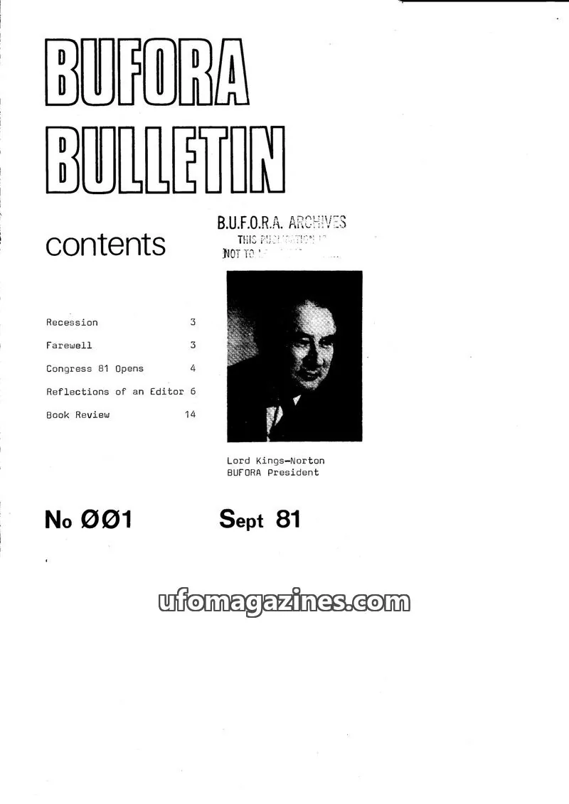 Cover of BUFORA issue 001: BUFORA BULLETIN