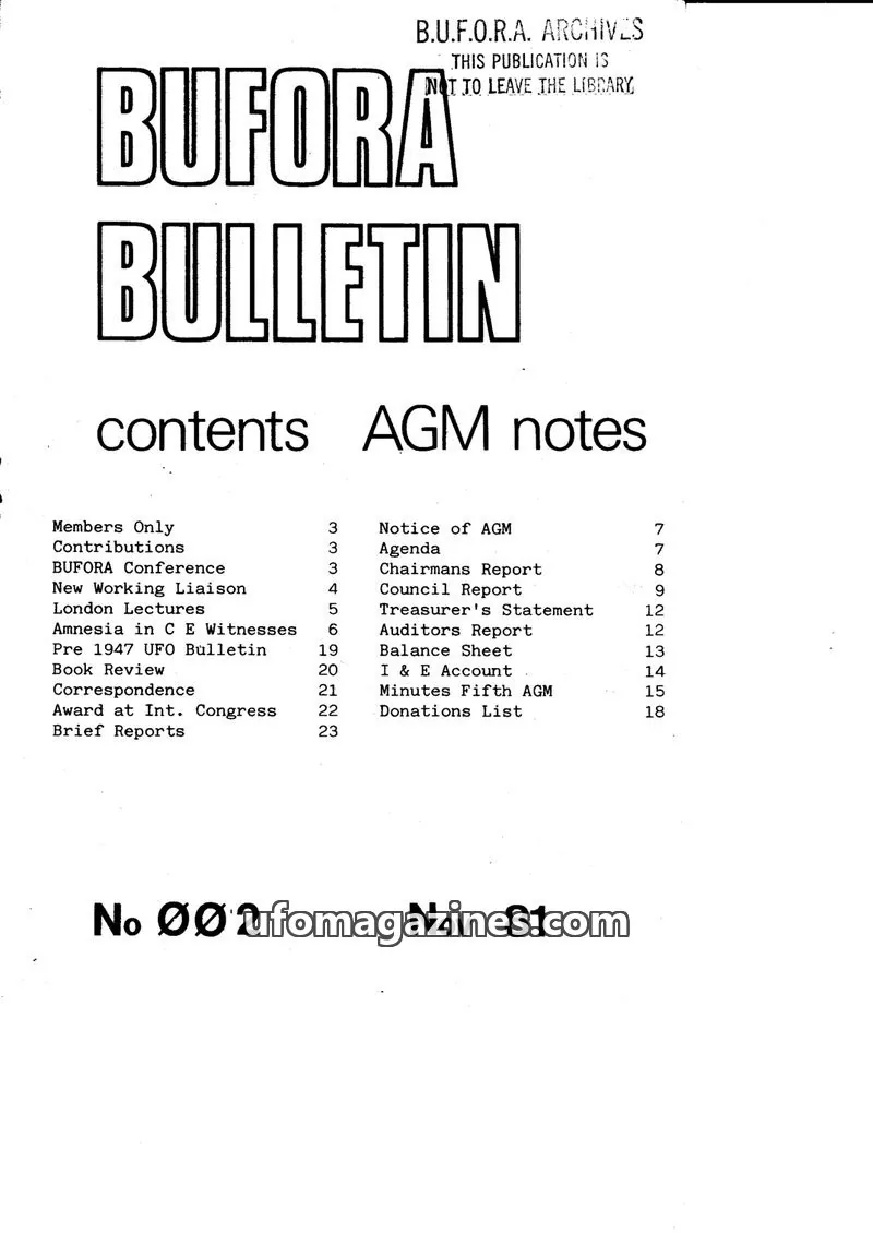 Cover of BUFORA - 1981-1989 BUFORA Bulletin issue 002: BUFORA BULLETIN