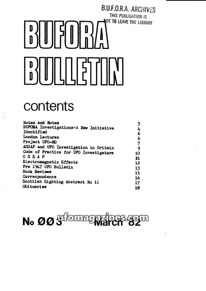 Cover of BUFORA issue No 003: BUFORA BULLETIN