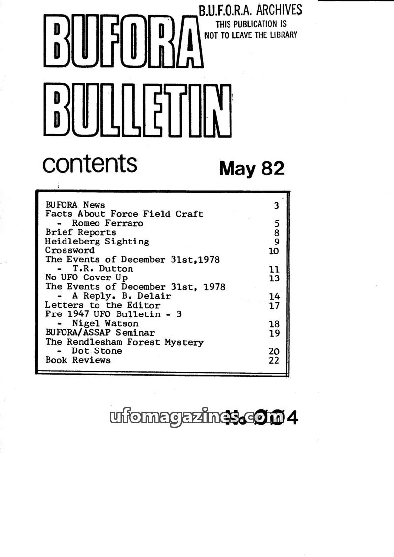 Cover of BUFORA issue No 004: BUFORA BULLETIN