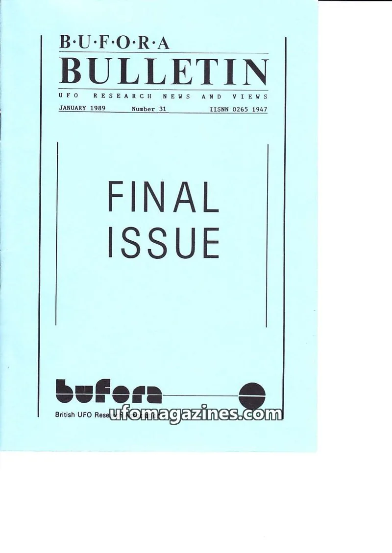 Cover of BUFORA - 1981-1989 BUFORA Bulletin issue Number 31: BUFORA BULLETIN