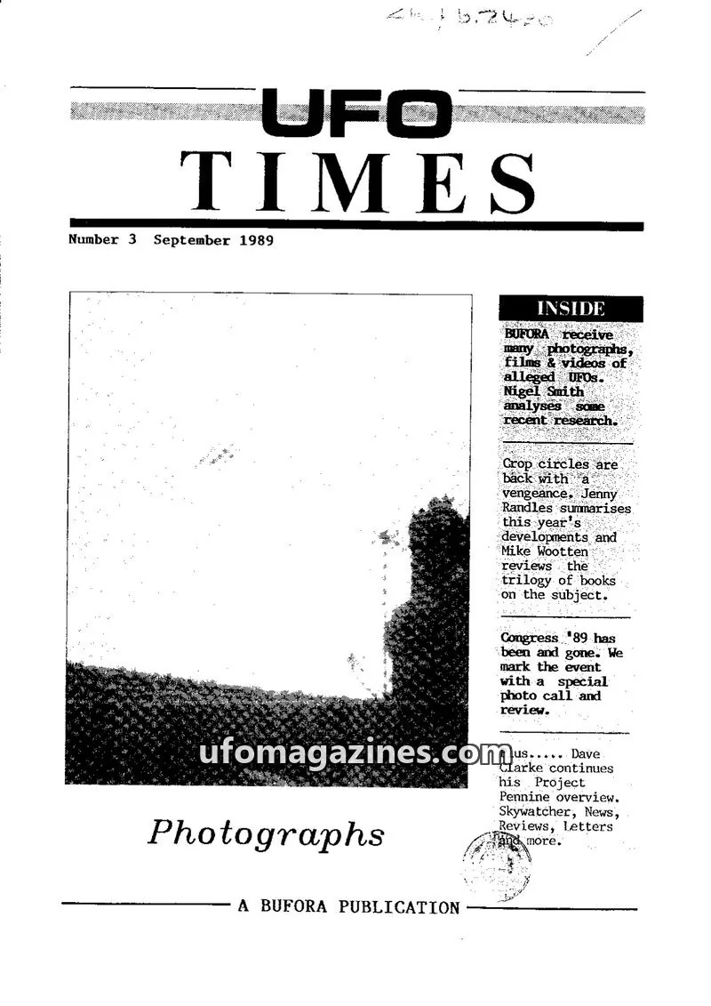 Cover of BUFORA - 1989-1997 UFO Times issue 3: UFO TIMES