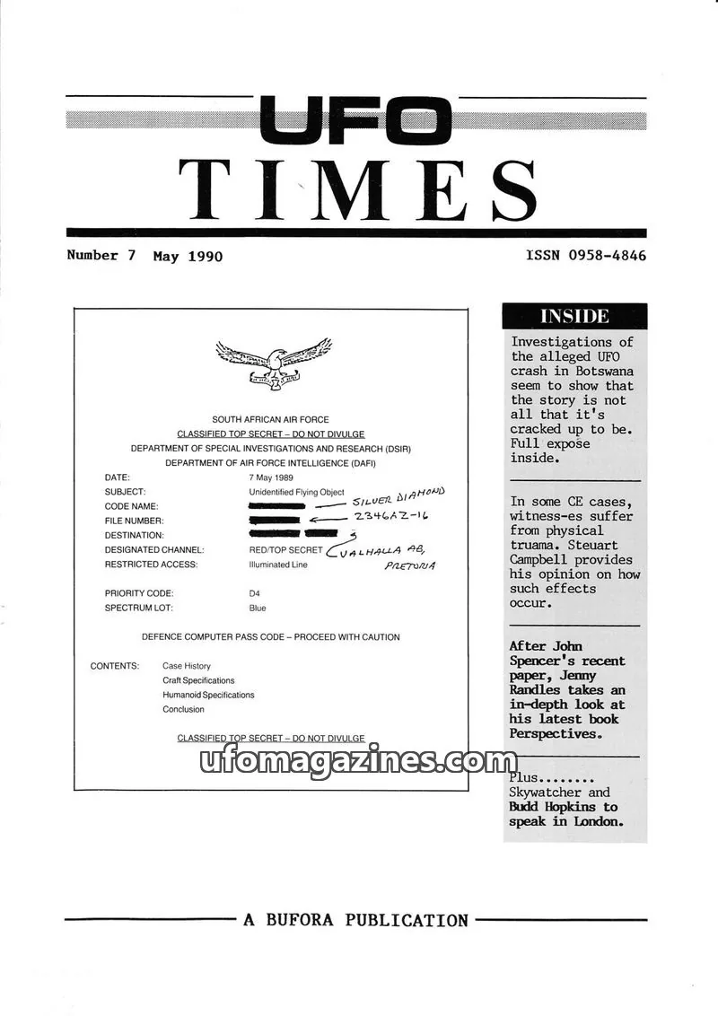 Cover of BUFORA - 1989-1997 UFO Times issue 7: UFO TIMES