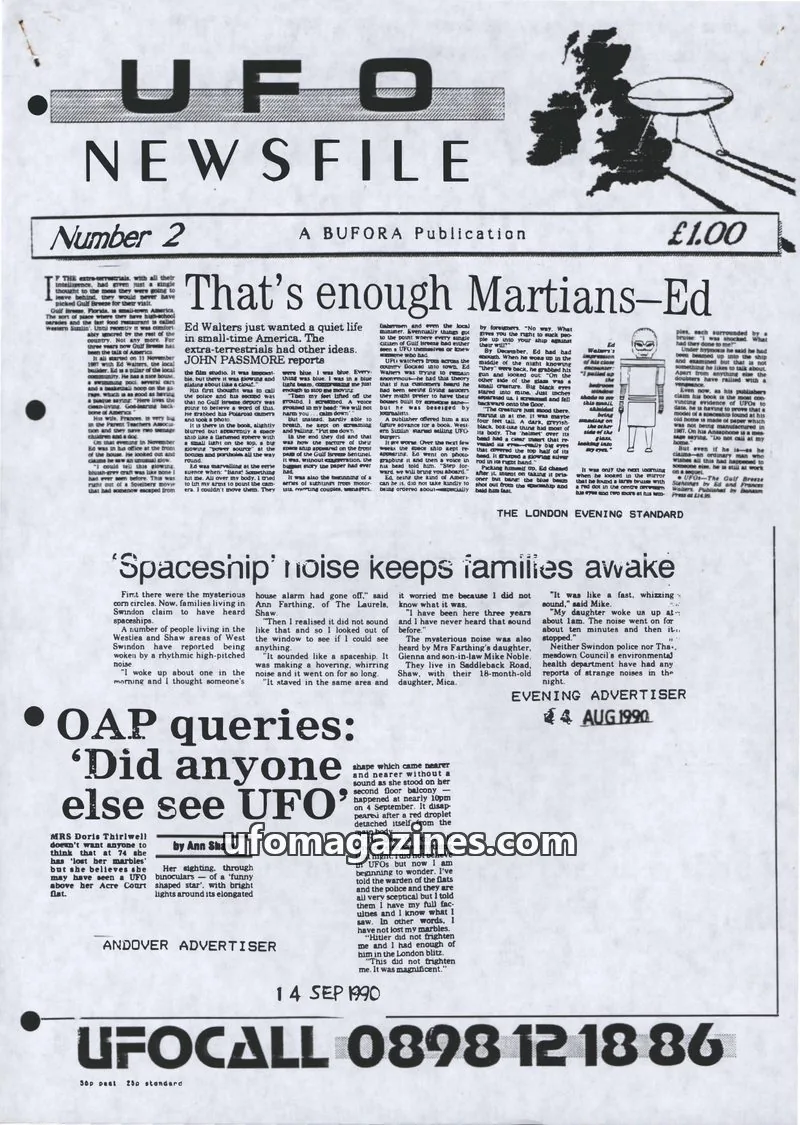 Cover of BUFORA issue Number 2: UFO NEWSFILE