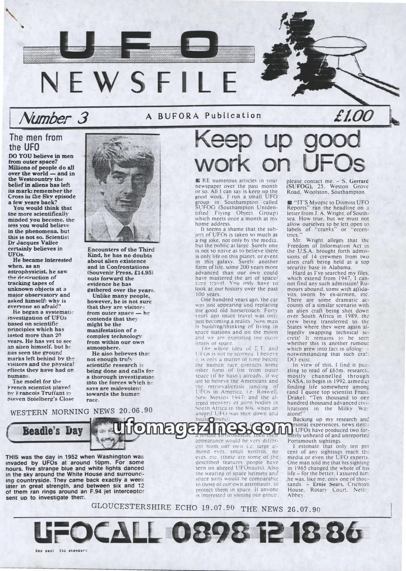 Cover of BUFORA issue 3: UFO NEWSFILE