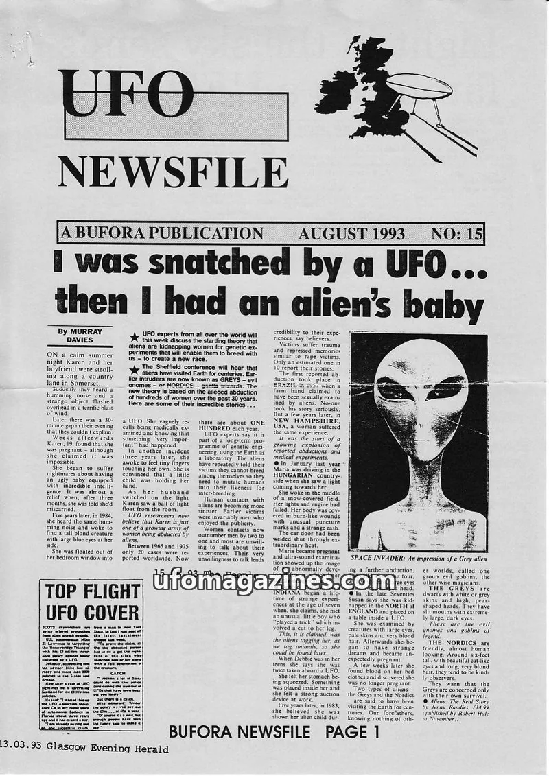 Cover of BUFORA - 1993-2000 BUFORA Newsfiles issue 15: UFO NEWSFILE