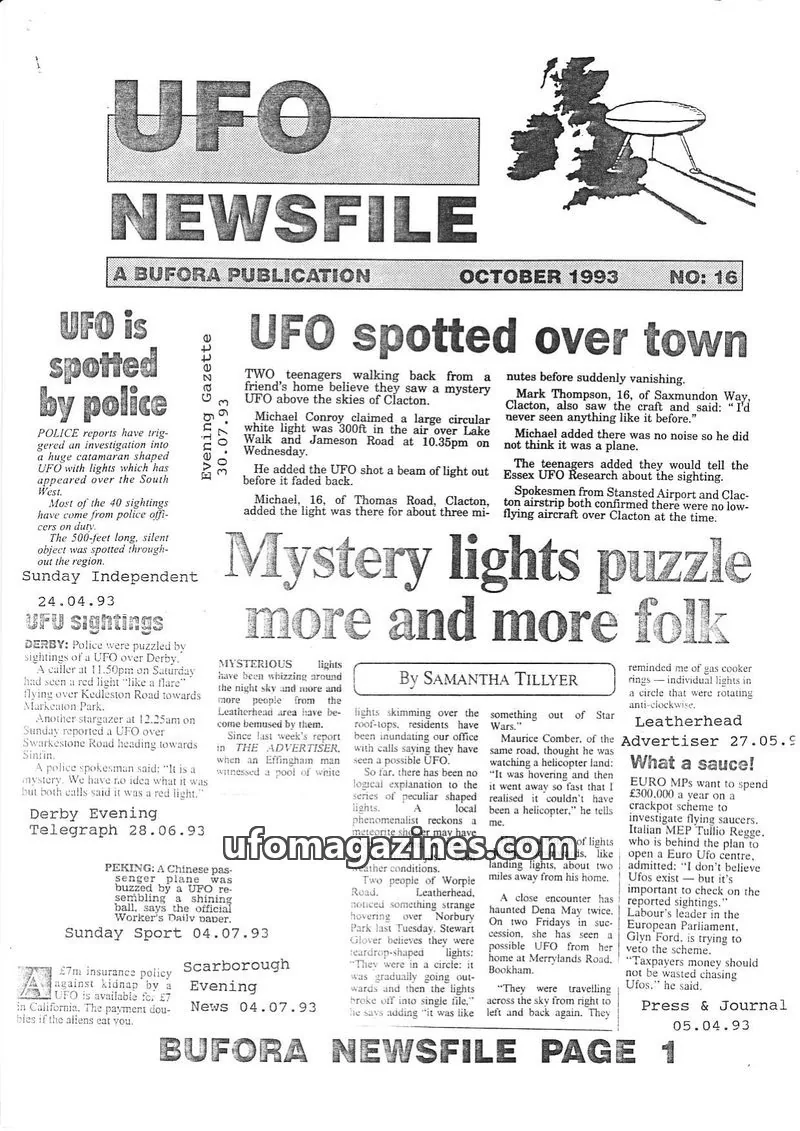 Cover of BUFORA issue 16: UFO NEWSFILE