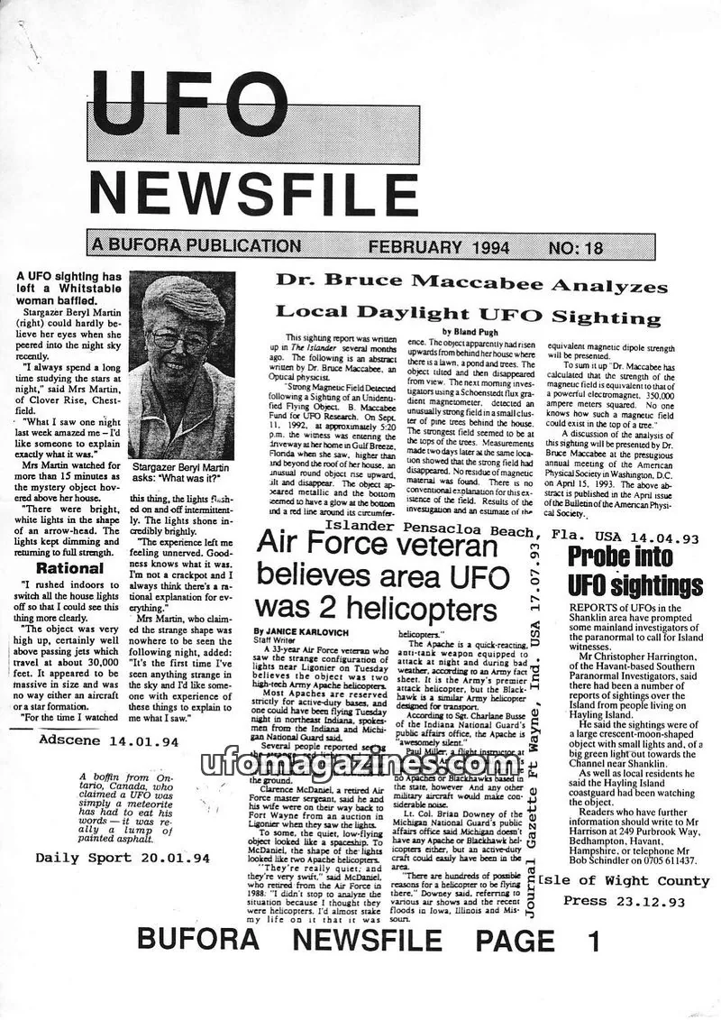 Cover of BUFORA issue 18: UFO NEWSFILE
