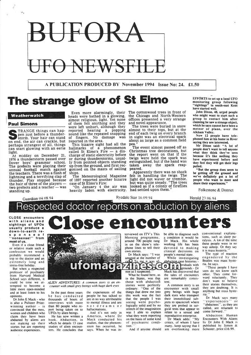 Cover of BUFORA issue 24: BUFORA UFO NEWSFILE