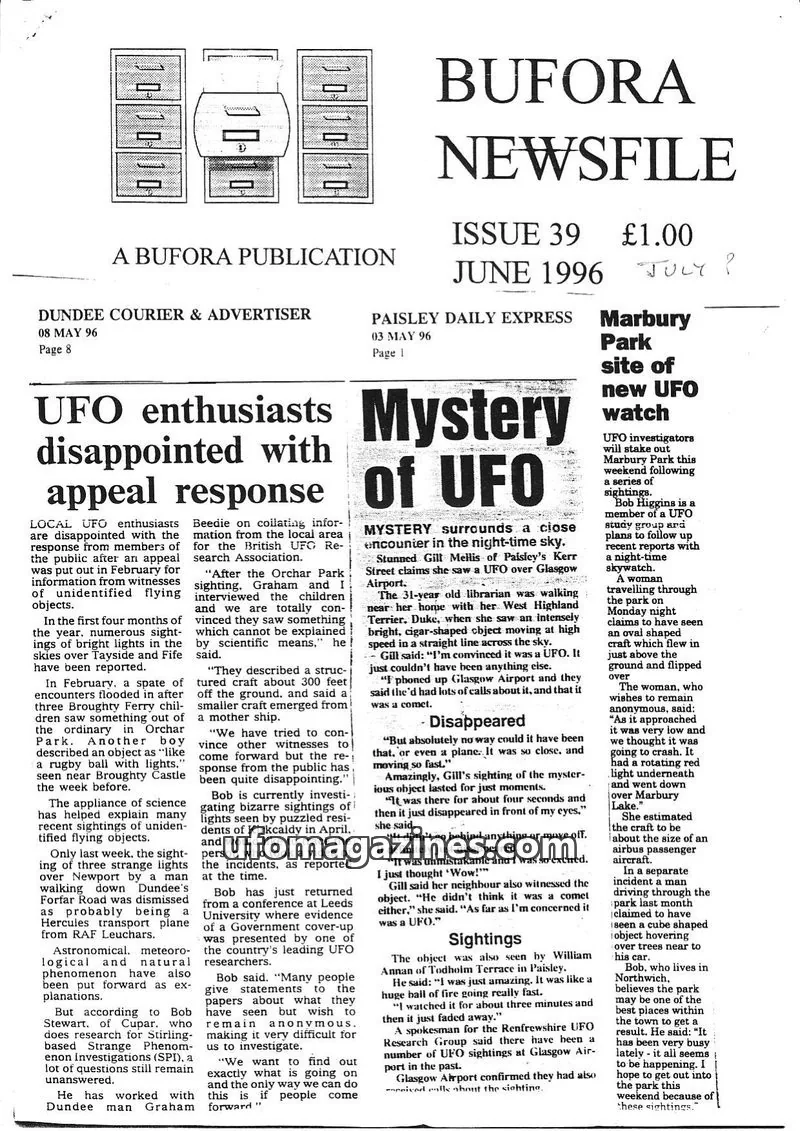 Cover of BUFORA issue 39: BUFORA NEWSFILE