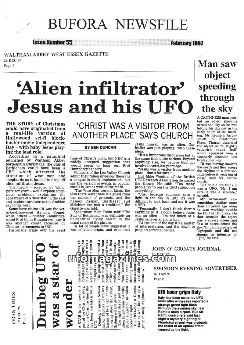 Cover of BUFORA - 1993-2000 BUFORA Newsfiles issue Issue Number 55: BUFORA NEWSFILE