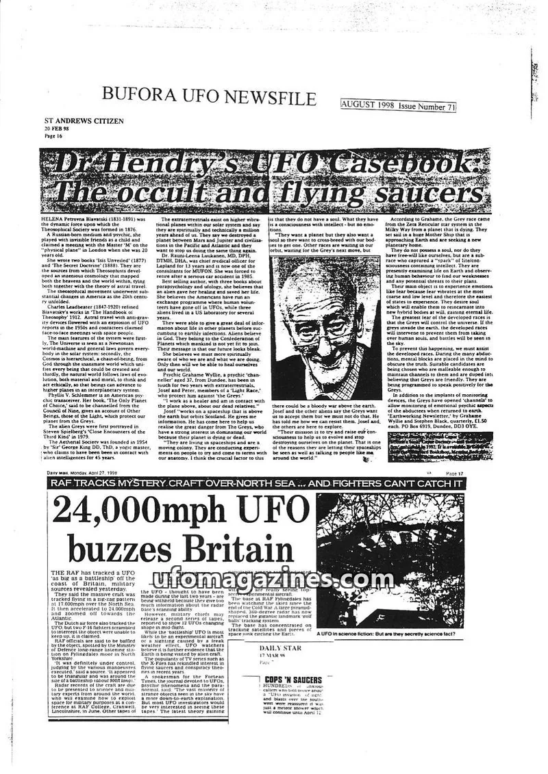 Cover of BUFORA - 1993-2000 BUFORA Newsfiles issue 71: BUFORA UFO NEWSFILE