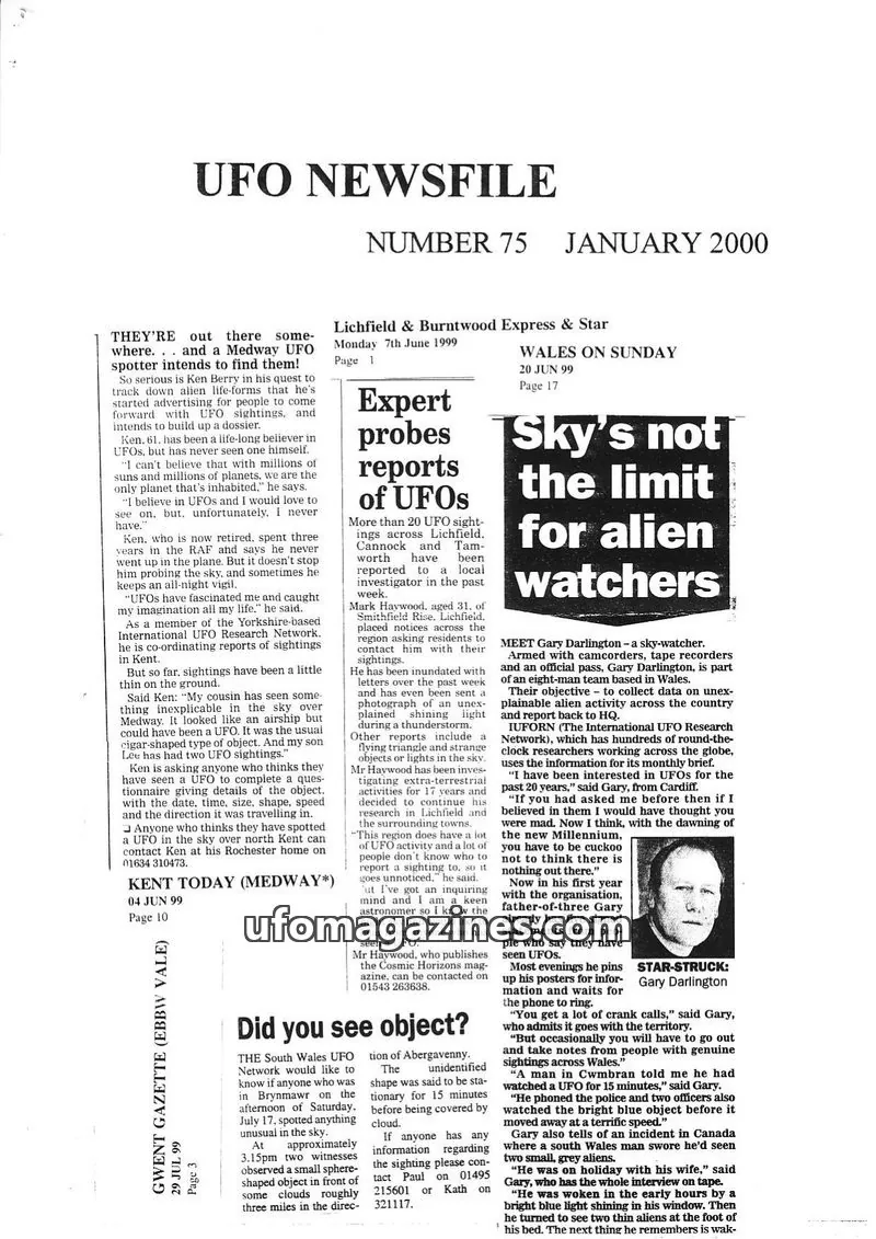 Cover of BUFORA - 1993-2000 BUFORA Newsfiles issue 75: UFO NEWSFILE