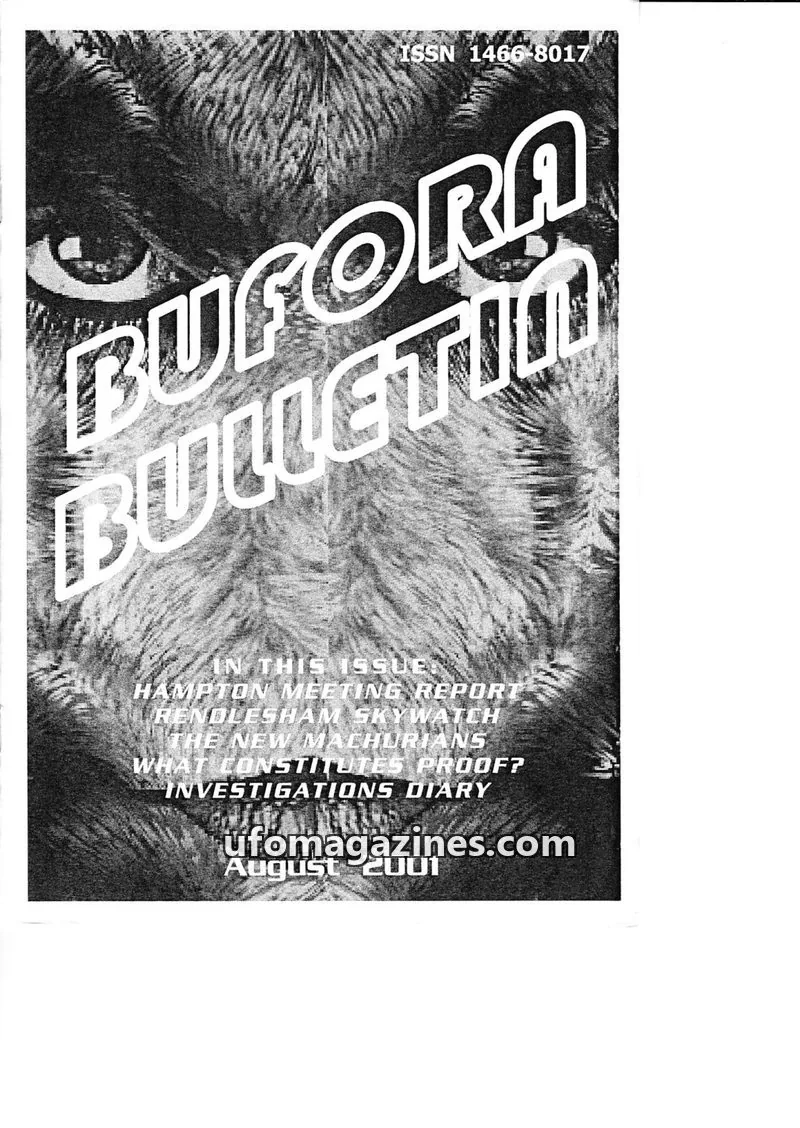 Cover of BUFORA issue August 2001: BUFORA BULLETIN