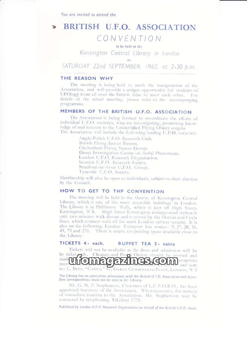Cover of BUFORA - BUFORA History & Publicity 1964-2005 issue 1962: BRITISH U.F.O. ASSOCIATION CONVENTION
