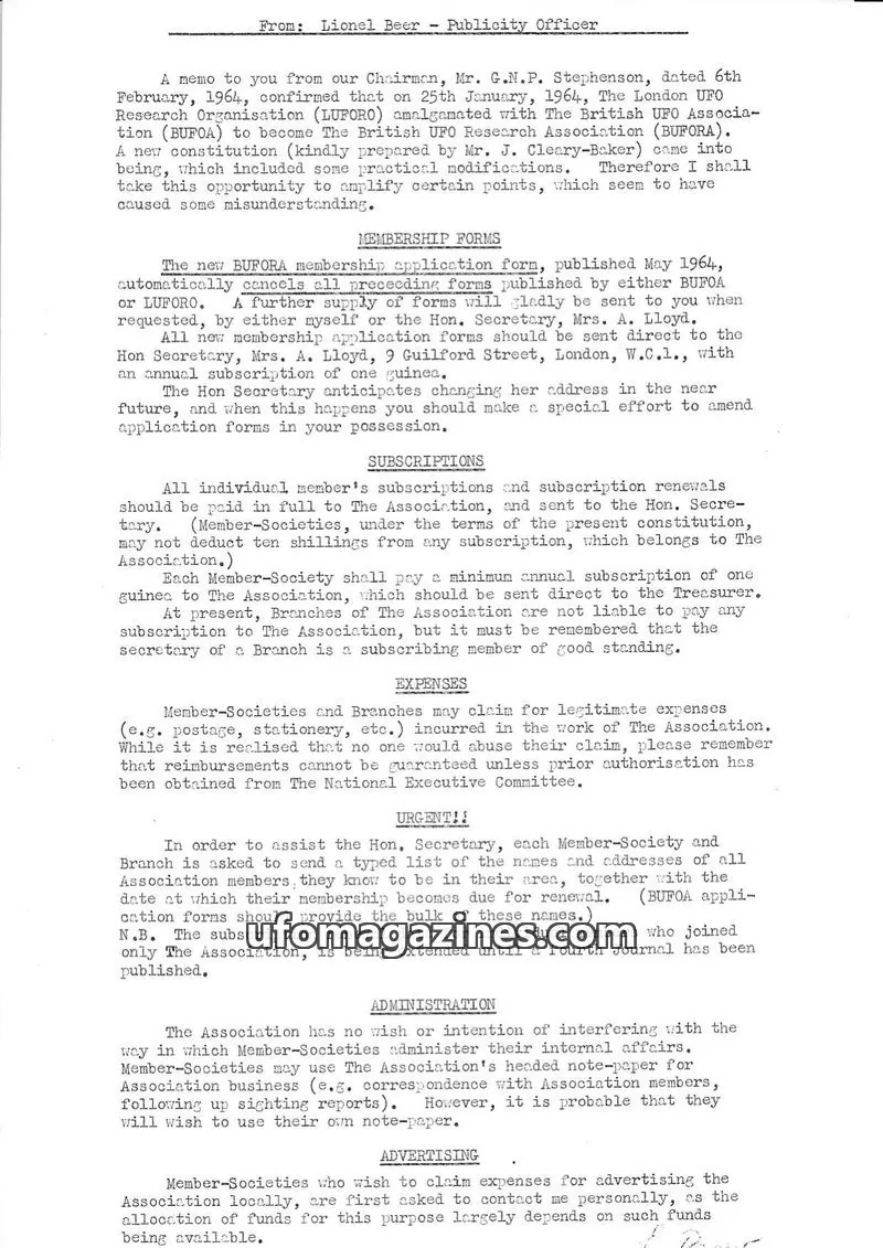Cover of The British UFO Research Association (BUFORA) issue 1: The UFO Research Association