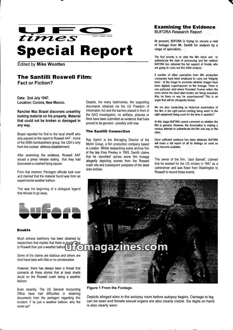 Cover of BUFORA - BUFORA History & Publicity 1964-2005 issue Special Report: UFO times