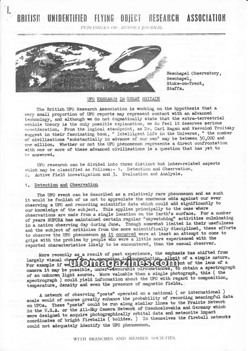 Cover of BUFORA issue BUFORA JOURNAL: BRITISH UNIDENTIFIED FLYING OBJECT RESEARCH ASSOCIATION
