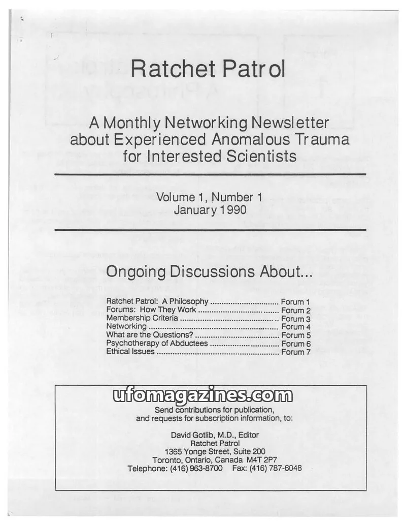 Cover of Bulletin of Anomalous Experience (Gotlib) issue 1: Ratchet Patrol